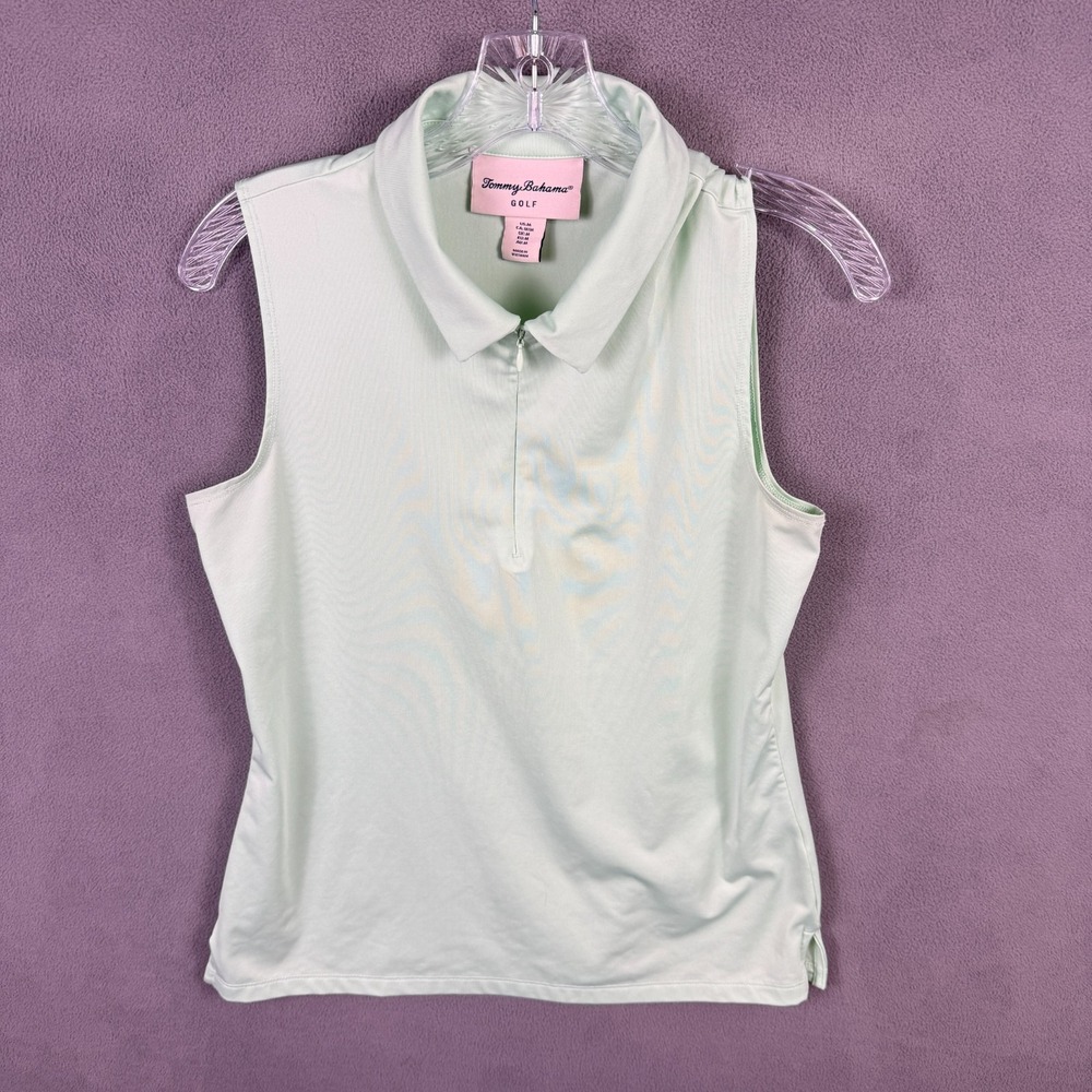 Tommy Bahama Golf Women Sleeveless Polo Green Size M Golf Tennis 1/4 Zip Summer